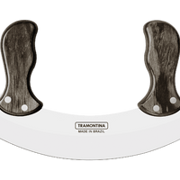 Tramontina Mezzaluna Mincing Knife Herb Chopper - Brown Handle Stainless Steel Blade