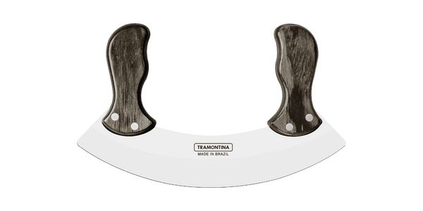 Tramontina Mezzaluna Mincing Knife Herb Chopper - Brown Handle Stainless Steel Blade