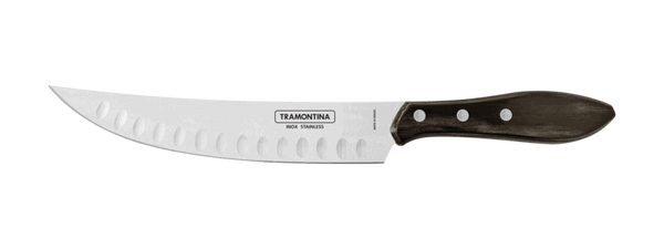 Tramontina 8-Inch Fluted Butcher Knife: Stainless Steel Blade with Polywood Handle