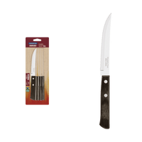 Tramontina 6-Piece Steak Knife Set - Brown Wood Handles, Serrated Stainless Steel Blades - Churrasco Knives