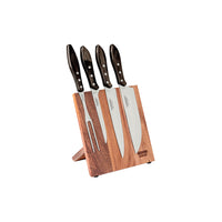 Tramontina BBQ Knife Set - 5pc Stainless Steel Knives with Wood Block - Barbecue Churrasco Grill Knives