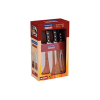 Tramontina BBQ Knife Set - 5pc Stainless Steel Knives with Wood Block - Barbecue Churrasco Grill Knives