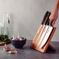 Tramontina BBQ Knife Set - 5pc Stainless Steel Knives with Wood Block - Barbecue Churrasco Grill Knives