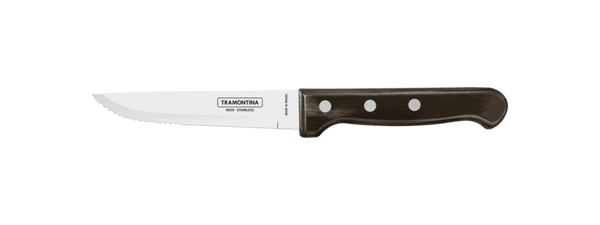 Tramontina 5\" Steak Knife - Brown Polywood Handle, Serrated Stainless Steel Blade - Durable, Dishwasher Safe