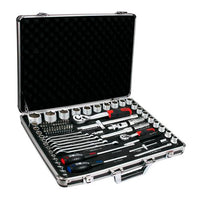 AmPro 77PC 1/4″ & 1/2″ DR. ALUMINUM CASE SOCKET SET (METRIC)
