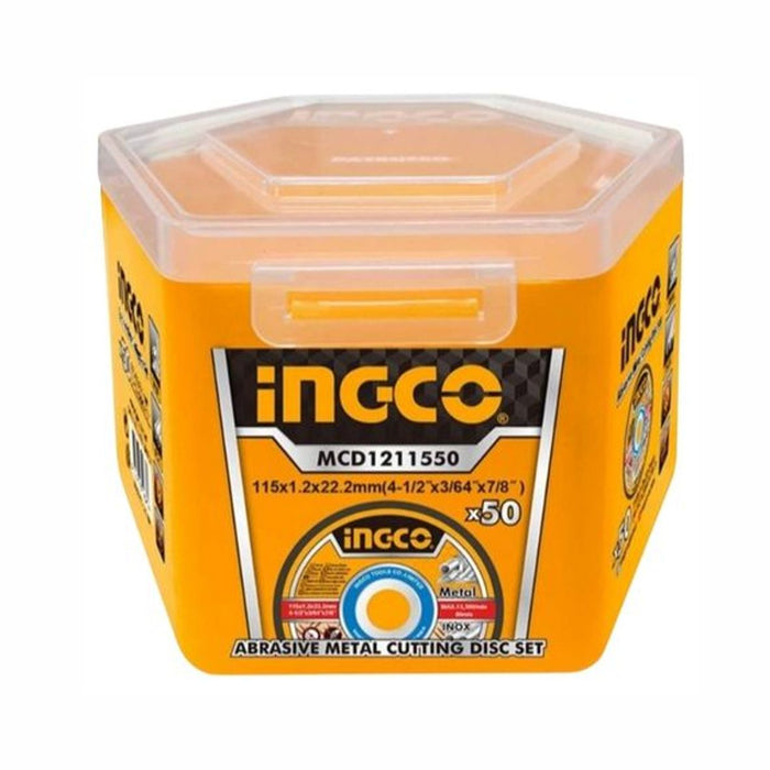 INGCO MCD1211550 Metal Cutting Discs, 115mm x 1.2mm x 22.2mm, 50pcs Abrasive Disc Set