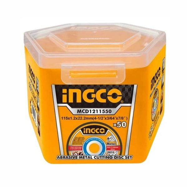 INGCO MCD1211550 Metal Cutting Discs, 115mm x 1.2mm x 22.2mm, 50pcs Abrasive Disc Set