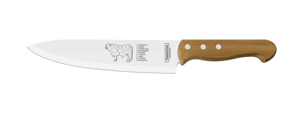 Tramontina 8\" Meat Knife - Stainless Steel Braai Carving Knife with Wood Handle