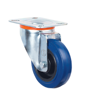 Atlas Workholders BRAKED SWIVEL PLATE 100mmBLUE RUBBER TYRE