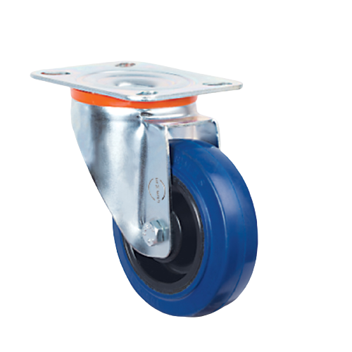 Atlas Workholders BRAKED SWIVEL PLATE 100mmBLUE RUBBER TYRE