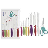 Tramontina 8-Piece Knife Set: Stainless Steel, Colorful Handles, Blister Pack Kitchen Essential