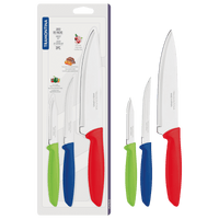 Tramontina Plenus 3-Piece Kitchen Knife Set: Color-Coded Handles, Stainless Steel Blades - Perfect for Culinary Enthusiasts!