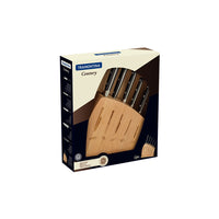 Tramontina Century 6-Piece Knife Set: Stainless Steel Knives with Wooden Block. Professional Kitchen Cutlery.