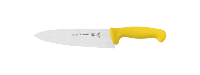 Tramontina 8-inch Butcher Knife - Yellow Handle Stainless Steel Meat Cutting Knife