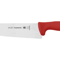 Tramontina Chef Knife: 8 inch Meat Knife, Red Handle, Stainless Steel Blade, Professional Kitchen Knife