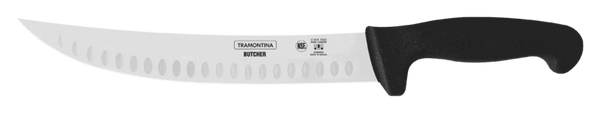 Tramontina 10" (25Cm) Butcher/Fluted Knife, Black (In Packaging) - 24658/100