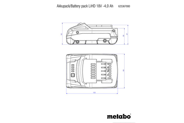 Metabo Battery Pack 18 V 4.0 Ah Lihd - 625367000