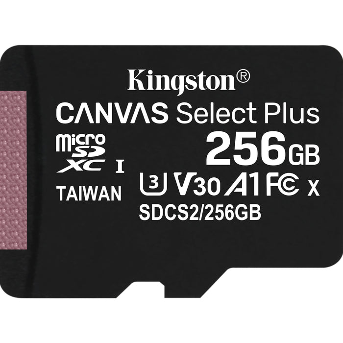 KINGSTON 256GB MICSDXC CANVAS SELECT PLUS 100R A1 C10 CARD + ADP