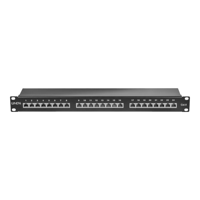 LINDY 24 PORT STP 1U CAT6 PATCHPANEL BLACK (25990) - NET-24P-STP-CAT6-L