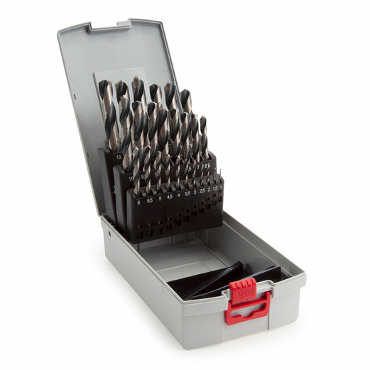 BOSCH HSS PointTeQ Drill Bit Set (1-13mm, 25pc) - DIN 338. High-Speed Steel for Metal & Wood Drilling. Durable Case Included.