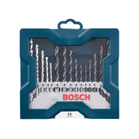 Bosch X-Line 15-Piece Twist Drill Bit Set for Metal, Wood, & Concrete Drilling | High-Quality Drill Set