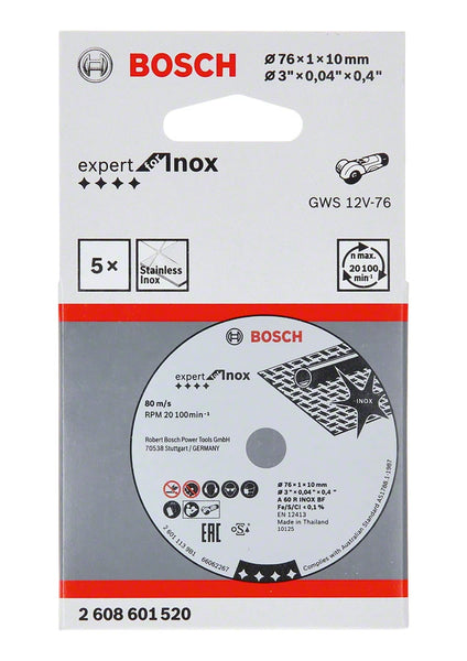 Bosch Expert for Inox 5pcs x 76 x 1 x 10 mm cutting disc - 2608601520