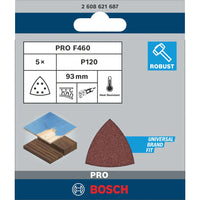 BOSCH F460 G120 Sanding Sheets 93MM - Sanding Pad for Wood & Paint - Pack of 5