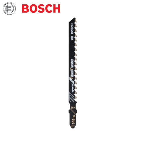Bosch T141HM Jigsaw Blade - Special Fiber Plaster HM - Carbide Tipped - For Abrasive Material - Plasterboard, Fiberglass, Cement Bonded