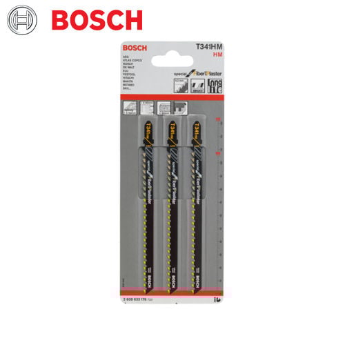 Bosch T341HM Jigsaw Blades: Fiberglass & Plasterboard - 3 Pcs. Clean Cuts! High Performance.