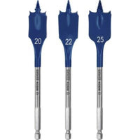 Bosch Spade Drill Bit Set - 20mm, 22mm, 25mm - Wood Drilling - Self Cut Speed