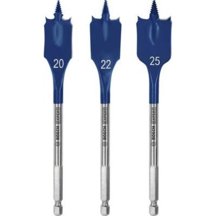 Bosch Spade Drill Bit Set - 20mm, 22mm, 25mm - Wood Drilling - Self Cut Speed