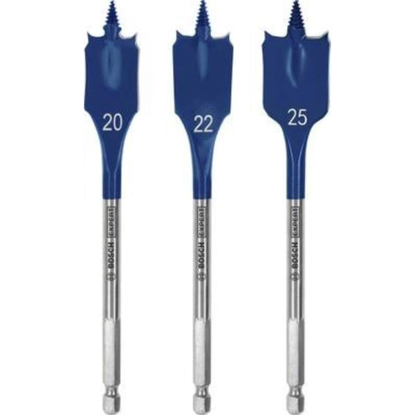 Bosch Spade Drill Bit Set - 20mm, 22mm, 25mm - Wood Drilling - Self Cut Speed