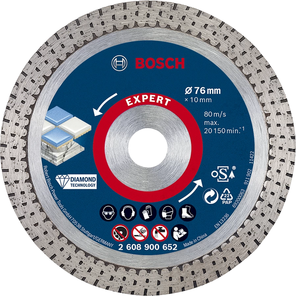 Bosch EXPERT HardCeramic 76 mm Diamond Cutting Disc 76 x 1.5 x 10 mm - 2608900652