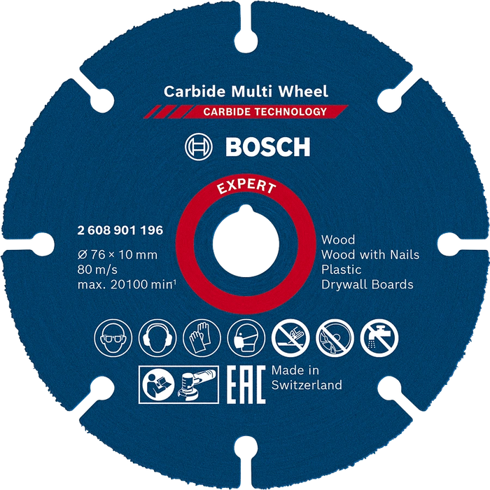 Bosch EXPERT Carbide Multi Wheel Cutting Disc 76 mm, 10 mm - 2608901196