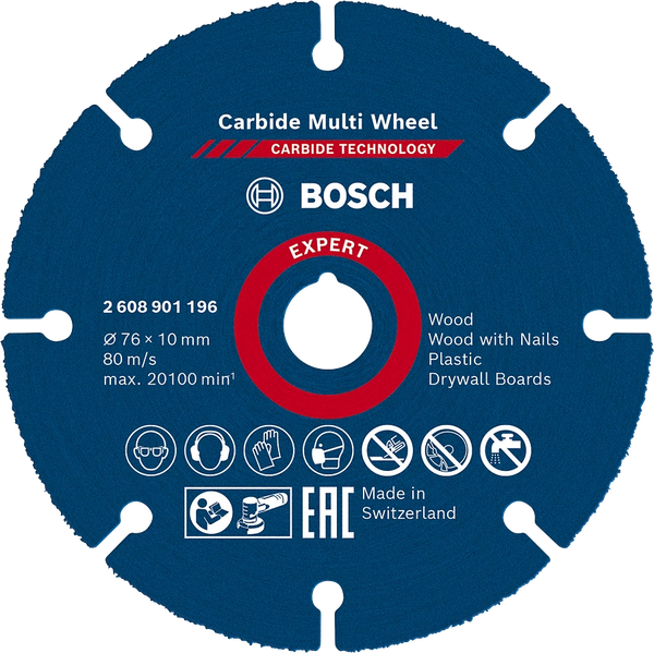 Bosch EXPERT Carbide Multi Wheel Cutting Disc 76 mm, 10 mm - 2608901196