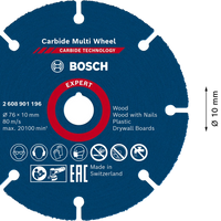 Bosch EXPERT Carbide Multi Wheel Cutting Disc 76 mm, 10 mm - 2608901196