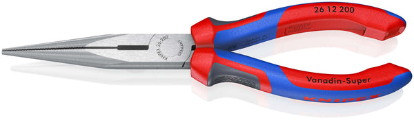 KNIPEX 26 12 200 SB Snipe Nose Side Cutting Pliers (Stork Beak Pliers) with comfort handles black atramentized 200 mm - KNI2612200SB