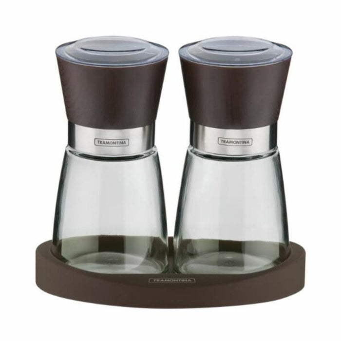 Tramontina Salt and Pepper Grinder Set - Brown Glass with Ceramic Grinders