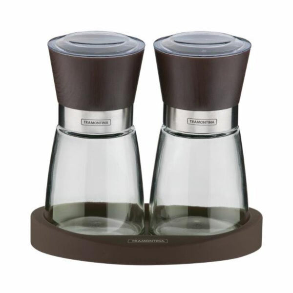 Tramontina Salt and Pepper Grinder Set - Brown Glass with Ceramic Grinders