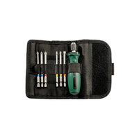 Metabo Bit Roll-Up Case (7-Piece) with Screwdriver: PH, PZ, Torx, Slotted Bits. High-Quality Steel, Color-Coded, Portable Tool Set