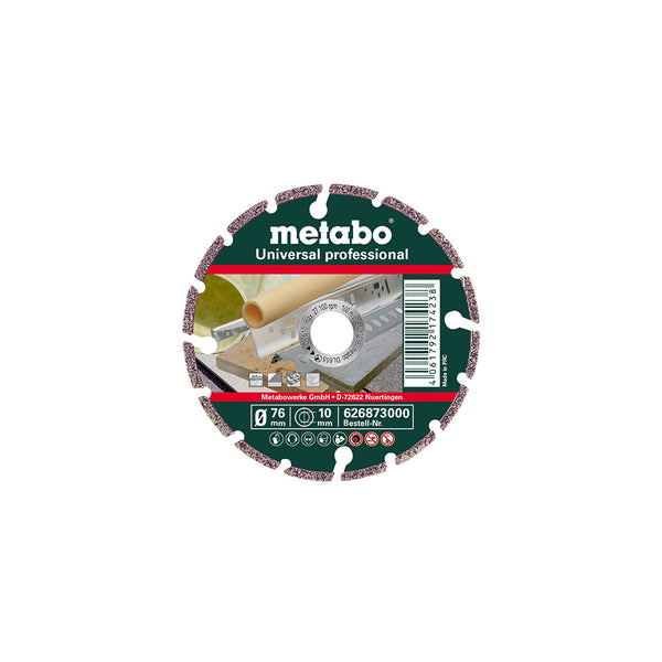 Metabo 76mm Diamond Cutting Disc 626873000: Universal for Concrete, Tile, Metal, PVC Cutting