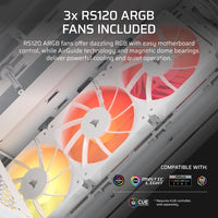 3200D RS ARGB Mid-Tower PC Case; 3x RS120 ARGB fans incl - White.