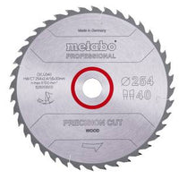 Metabo Precision Cut Wood Saw Blade 254mm 40 Teeth - Professional Woodworking Tool