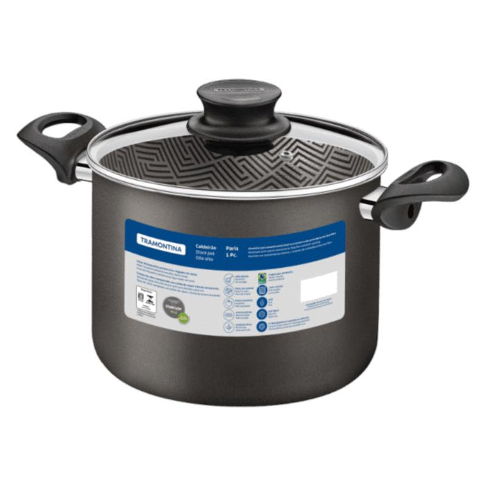Tramontina Paris Aluminium 26Cm, 9.6L Nonstick Stock Pot With Glass Lid
 - 28530/626