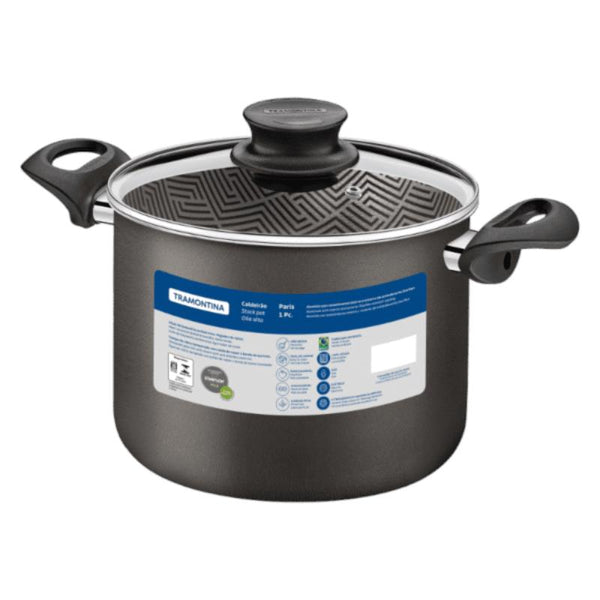 Tramontina Paris Aluminium 26Cm, 9.6L Nonstick Stock Pot With Glass Lid
 - 28530/626