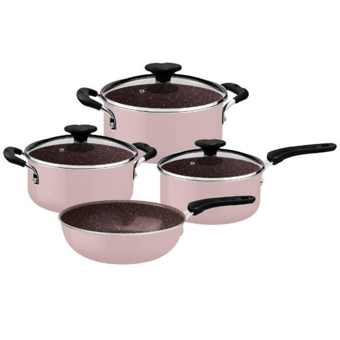 Tramontina Tunis 4-Piece Cookware Set - Pink Non-Stick Pots and Pans with Lids