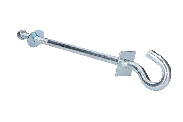 EXTRALINK 12/350mm Hook Bolt: Galvanized steel hanging bracket with square plate and washer for secure suspension.
