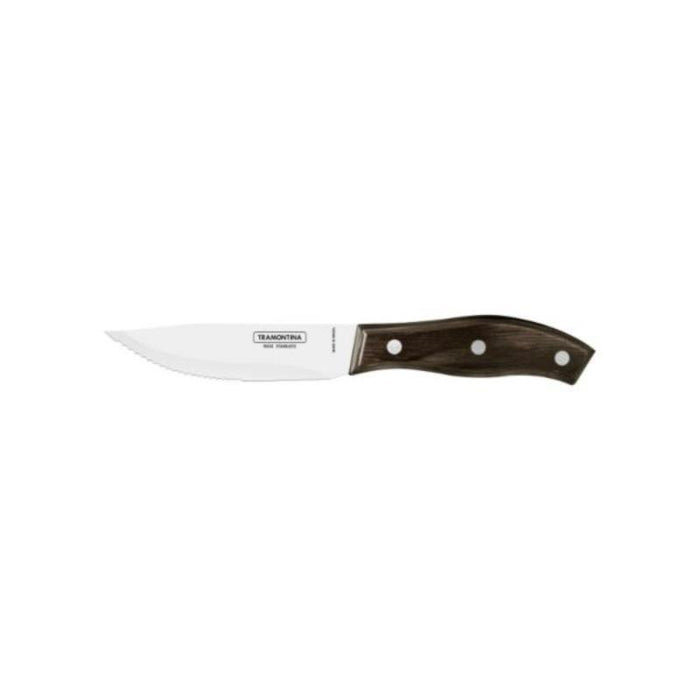 Tramontina Jumbo Steak Knife, 5 inch Brown Wood Handle - Premium Stainless Steel Kitchen Cutlery