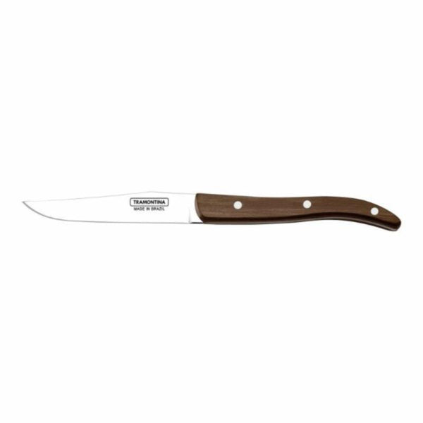 Tramontina 4 inch Steak Knife - Brown Wood Handle, Smooth Edge Blade - High-Quality Kitchen Cutlery - Made in Brazil