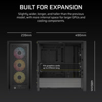 FRAME 4000D RS ARGB Black Mid-Tower PC Case; 2x 3.5'' |  2x 2.5'' Drive Bays; Up to 360mm Radiator; 3x RS ARGB PWM Fans;